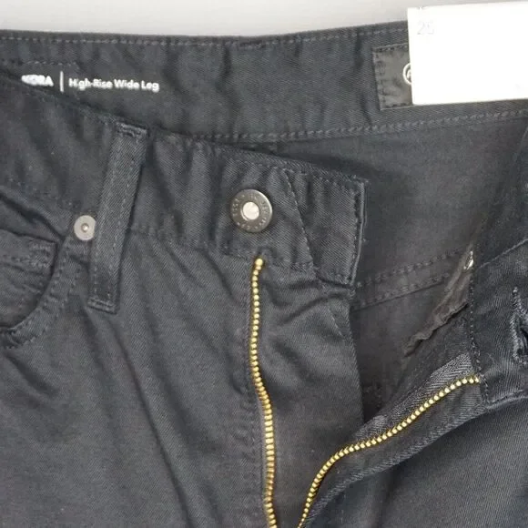 AG Women's Jeans Kora High Rise Wide Leg Jeans in Deep Black Wash size 25 - Picture 14 of 15